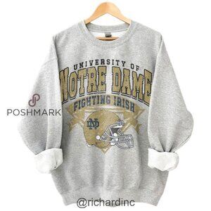 grey Notre Dame Fighting Irish Vintage Football NCAA sweatshirt shirt grey richa